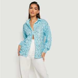 TEXTURED SEQUIN OVERSIZED SHIRT